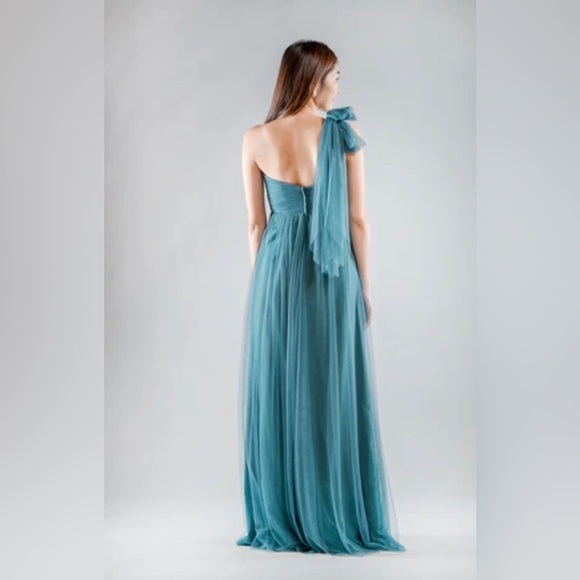Jenny Yoo Collection Annabelle Convertible Bridesmaid Dress Vintage Teal SZ 10 - Picture 4 of 16